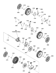 Wheels Group, 4 Point Height-Of-Cut Diagram and Parts List for 7800908-CESPV22675FC 2012 Briggs and Stratton Lawn Mower